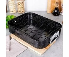 NAVA NATURE granitinė kepimo skarda 38 x 27,5 x 7 cm 8L su kepimo grotelėmis