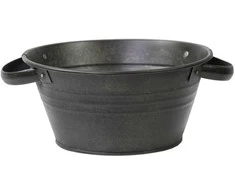 Negilus gėlių vazonas su rankenomis Ø23cm H11cm metalinis/juodas