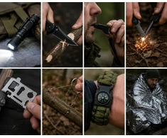 Nela-Styl MILITARY SURVIVAL MEGA SURVIVAL KIT 32in1 Kompaso kišeninio peilio gelbėjimo antklodė