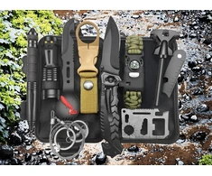 Nela-Styl MILITARY SURVIVAL MEGA SURVIVAL KIT 32in1 Kompaso kišeninio peilio gelbėjimo antklodė