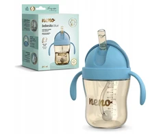 NENO BEBESITO Mėlynas VAIKŲ BUTELIUKAS SU ŠIAUDU IR SVORIU 240ml