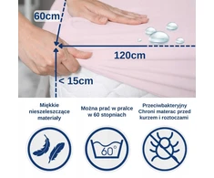Neperšlampama paklodė, Snibbs čiužinio apsauga 60x120 rožinė