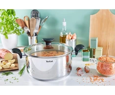 Nerūdijančio plieno puodas + stiklinis dangtis 24 cm pirminis E3084604 Tefal