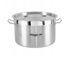 Nerūdijančio plieno puodas su dangčiu 23L, skersmuo 35 cm, žemas Mega-M PRO