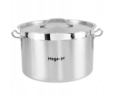 Nerūdijančio plieno puodas su dangčiu, 44l skersmens. 45 cm vidutinis Mega-M PRO