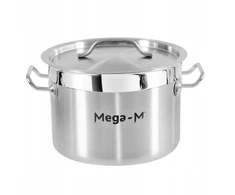 Nerūdijančio plieno puodas su dangčiu, 8l, skersmuo 28 cm, žemas Mega-M PRO