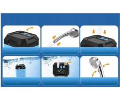 NEŠIOJAMAS TURISTINĖS DUŠO BATERIJOS 5400 MAH UV LCD KEMPINGAS