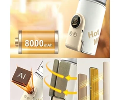 Nešiojamasis butelių šildytuvas 8000 mAh įmontuotas akumuliatorius 6 nustatymai