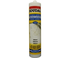 Neutralus sanitarinis silikoninis hermetikas SOUDAL SILIRUB 2/S, baltos sp., 280 ml