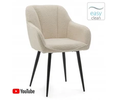 New Home BOUCLE TEDDY dygsniuota minkšta kėdė ECRU LAGO DINING SVETAINEI