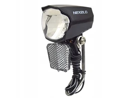 Nexelo LEMPAS DVIRAČIO LEMPAS PRIEKINĖ DYNAMO LED GENERATOR 30 LUX DUSK SENSOR