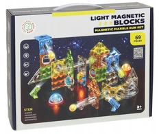 Nobo Magnetinės konstrukcijos Statybiniai blokai Šviečiantys rutuliniai bėgiai Rutuliniai bėgių skydai 69 vnt