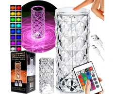 Norimpex KRISTOLINIS LED NAKTINIS LEMPAS USB BATERIJAI NUOTOLINIO NUOTOLINIO LIETIMO PROJEKTORIUS 12 SPALVŲ