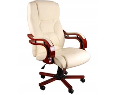 NOWY FOTEL BIURO Z DREWNEM BSL005 BEŻOWY GIOSEDIO