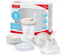 NUK gėrimo mokymosi rinkinys, puodelis + 3 kandikliai