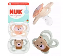 NUK SILICONE SOOTHING PERFECT MATCH 0-2m AIR BEAR FOX 2 vnt.