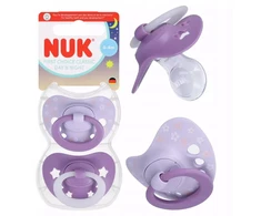 NUK SOOTHING čiulptukas 0-6m CLASSIC DAY&amp;NIGHT LIGHTS AT NIGHT 2 vnt + dėklas