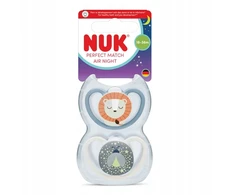 NUK tamsoje šviečiantys čiulptukai Perfect Match Air Night, 18-36 mėn, 2 vnt., įvairių spalvų