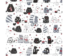 Nyks Medvilninė paklodė su raštais 180x90 audinio cats 061b-c