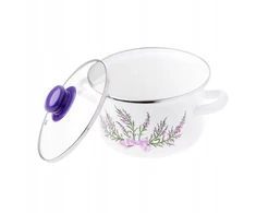 Odelo Emaliuotas puodas LAVENDER 2,6 L 18 cm indukcinis + stiklinis dangtelis
