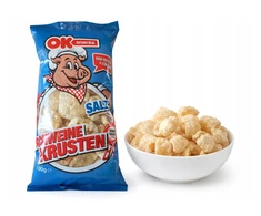 OK. Kiaulienos žievelės Sūdyti traškučiai Šoninės mėsa Traškūs užkandžiai Keto De