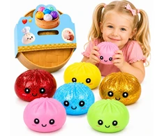 OKAMI Rinkinyje 3 vnt. Squishy squishy koldūnai Blizgučiai kukuliai 6 cm