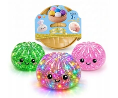 Okami Rinkinys 4in1 Squishy squishy koldūnų kukuliai GLITTER BUTTER CHEESE CLICKER LED