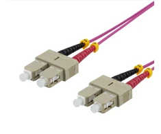 Optinis kabelis DELTACO, 1m, SC-SC Duplex, 50/125, pink / SCSC-71