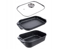 Orion Kepimo skarda 7L 41X26X15CM ALIUMININIS SU GRILINIU KEPU IR STIKLINIU dangteliu