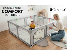 Orsetto VAIKŲ DARŽAS SU PUTOLOMIS KILIMU 150x180 cm SAUSAS BASEINAS + RANKENĖLES IR 50 KAMULIŲ