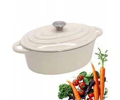 Ovalus ketaus puodas Tierra 34cm 6.5L kreminis NOIS