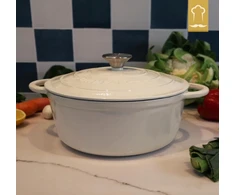 Overmont Emaliuotas ketaus puodas olandiška orkaitė 26 cm 4,7 l indukcinė orkaitės duona