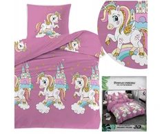 Patalynės komplektas Łóżkoholicy Patalynė 140x200 2 dalių komplektas pagalvės užvalkalas 70x80 satino Maria unicorn