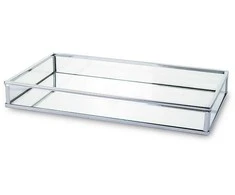 Art-Pol Padėklas metalinis su veidrodžiu sidabrinės sp. 3x24x14 cm 135834