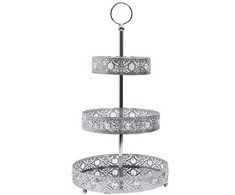 Bikuvalt Padėklas stiklinis 3 aukštų sidabro sp. 25x46,5x25 cm Home Deco KA0113