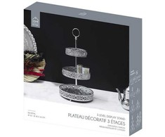 Bikuvalt Padėklas stiklinis 3 aukštų sidabro sp. 25x46,5x25 cm Home Deco KA0113