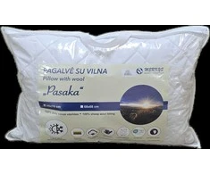 Pagalvė MERKYS PASAKA, 50x70 cm, imp. 100% medv., užp. skalb. avių vilnos, 600g/m2, baltos sp.