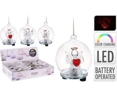 Pakabinama dekoracija ANGEL, 4 dizainai, (elementai 3xLR44 įeina), spalvą keičiantis LED, h11,5 cm