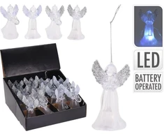 Pakabinama dekoracija ANGEL, 4 dizainai, (elementai 3xLR44 įeina), spalvą keičiantis LED, h11,5 cm