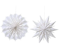 Pakabinama kalėdinė dekoracija PAPER STAR, baltos sp., 2 rūšys, 9,2 x 40 cm, 1 vnt