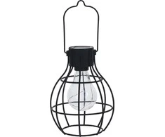 Pakabinamas LED lauko žibintas, įkraunamas saulės energija, 3 dizainų, juodos sp., h 14-16 cm