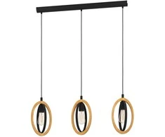 Pakabinamas šviestuvas EGLO Basildon, 3 x E27, 40W, juodos/ medžio sp., 78 x 16 x 110 cm
