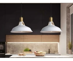 Pakabinamas šviestuvas G. LUX Loft, 1 x E27, baltos/ žalvario sp., ø31 cm