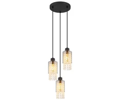 Pakabinamas šviestuvas GLOBO BACKEY, 3 x E27 15W, skaidrūs stiklo kristalai, ø25x120cm