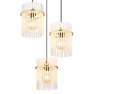 Pakabinamas šviestuvas GLOBO GORLEY, 3xE27, 60W, 230V, metalinis, aukso sp, ø47x140cm