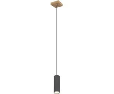 Pakabinamas šviestuvas GLOBO Robby, 1 x GU10, 35W, medžio/ matinės juodos sp., 9x9x120 cm