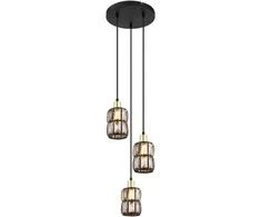 Pakabinamas šviestuvas GLOBO Wolli, 3 x E14, 40W, matinės juodos sp., ø25 x 120 cm
