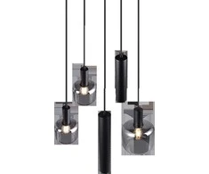 Pakabinamas šviestuvas TRIO MATARO, 1xE27, 2xE14, 2xGU10, metalinis juodos sp Ø40x150cm