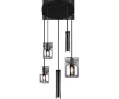 Pakabinamas šviestuvas TRIO MATARO, 1xE27, 2xE14, 2xGU10, metalinis juodos sp Ø40x150cm