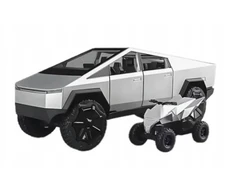 Pan i Pani Gadżet METALINIS MODELIS TESLA CYBERTRUCK SU QUAD 1:24 LED GARSO ATIDARYMOMIS DURELĖMIS